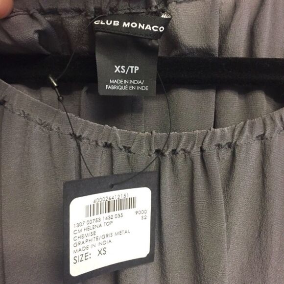 CLUB MONACO Helena Popover Silk Blouse Grey XS - Picture 3 of 7